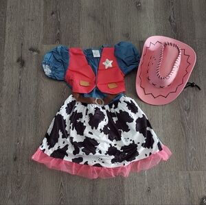 Cowgirl Halloween Costume with Pink Hat Size Medium